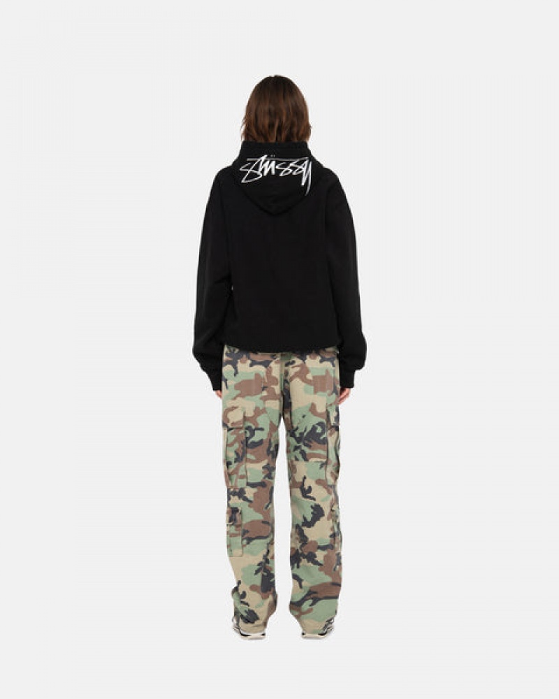 Stussy Back Hood Applique Hoodie Dames Zwart Nederland | CDG-7605