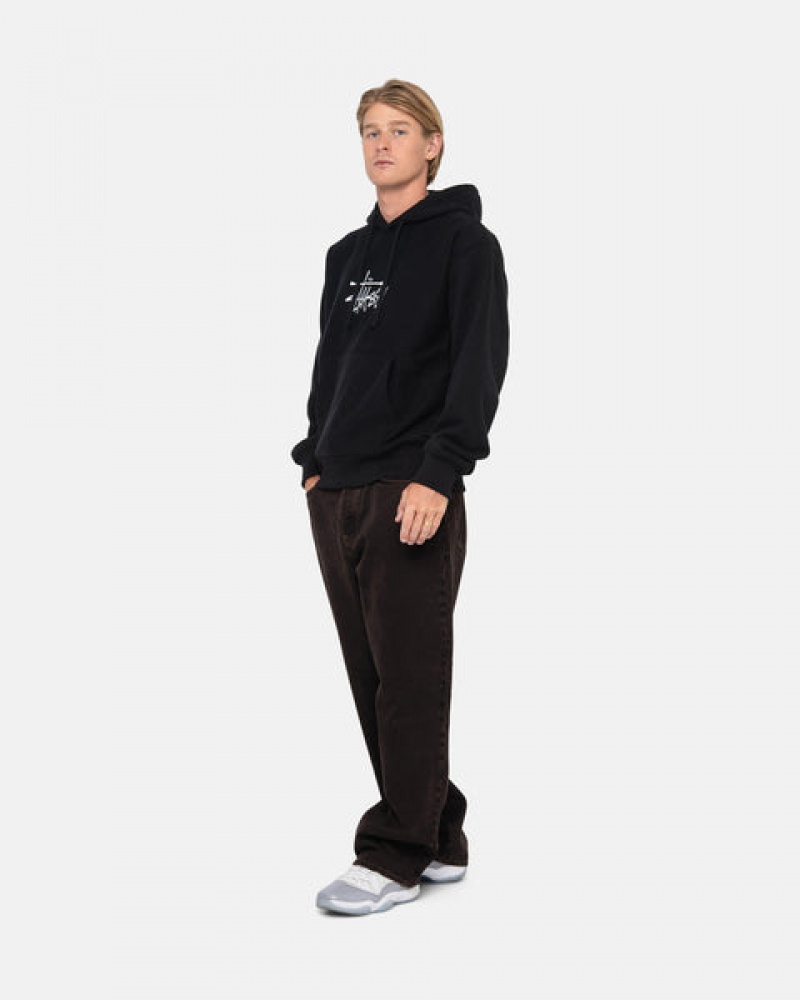 Stussy Basic Applique Hoodie Heren Zwart Nederland | ECS-7599