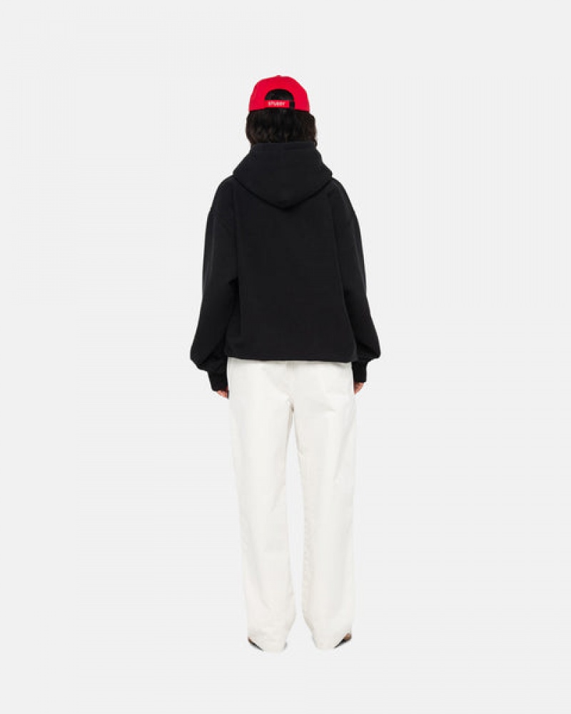 Stussy Basic Applique Hoodie Heren Zwart Nederland | ECS-7599