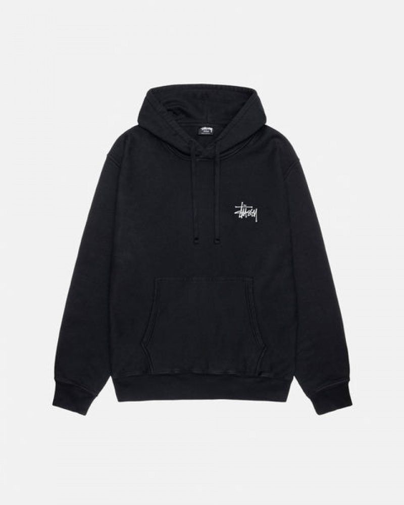 Stussy Basic Stüssy Pigment Dyed Hoodie Sweatshirts Dames Zwart Nederland | HFQ-4323