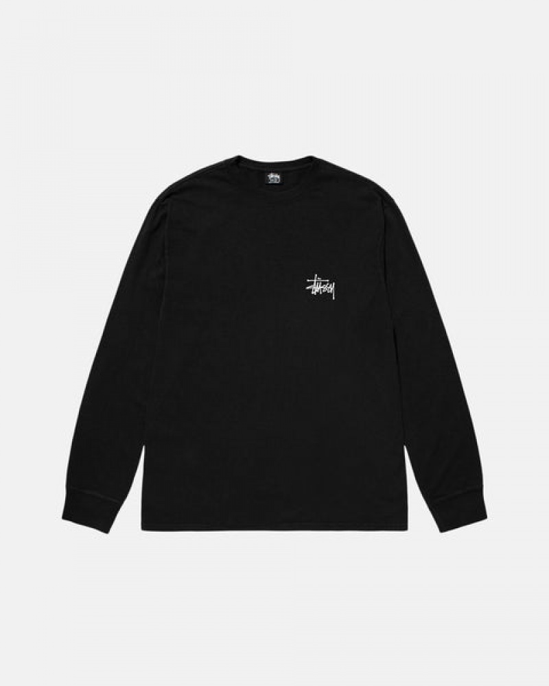Stussy Basic Stüssy Pigment Dyed Ls Tee T-shirts Dames Zwart Nederland | XCD-4745