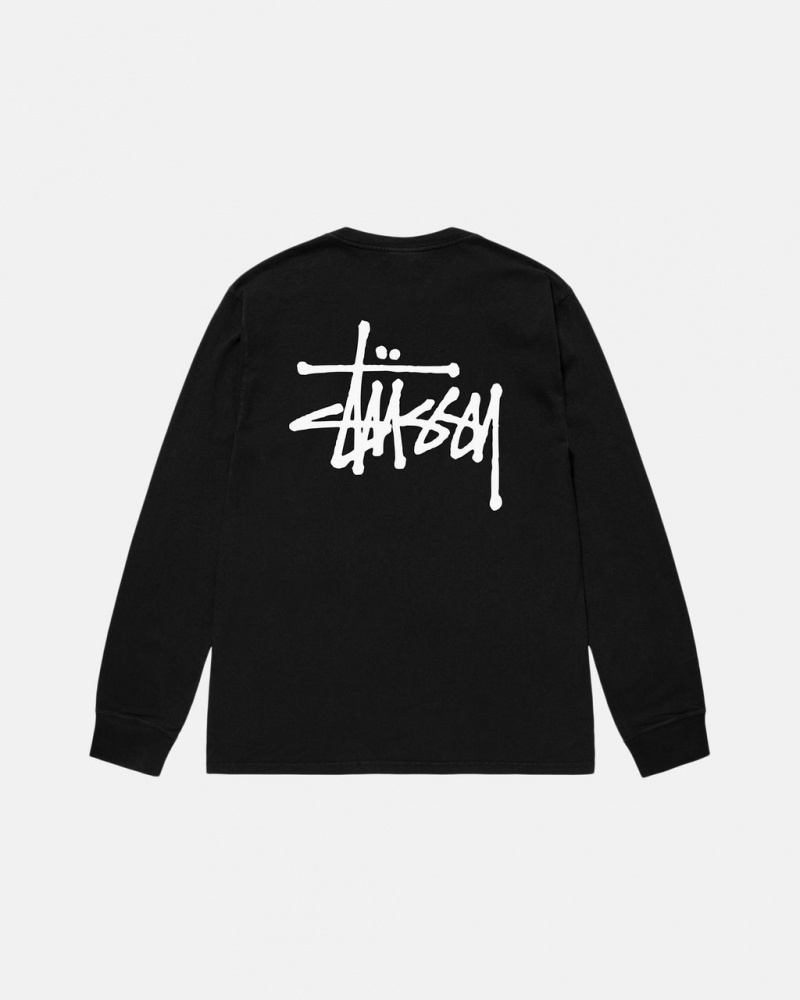 Stussy Basic Stüssy Pigment Dyed Ls Tee T-shirts Dames Zwart Nederland | XCD-4745