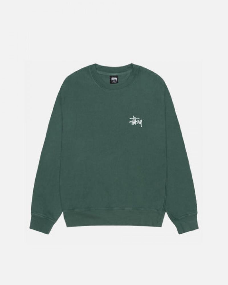 Stussy Basic Stussy Crew Pigment Dyed Sweatshirts Heren Groen Nederland | IRS-0519