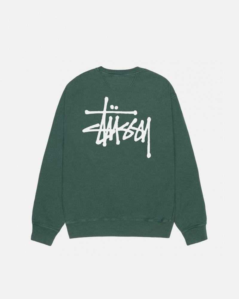 Stussy Basic Stussy Crew Pigment Dyed Sweatshirts Heren Groen Nederland | IRS-0519