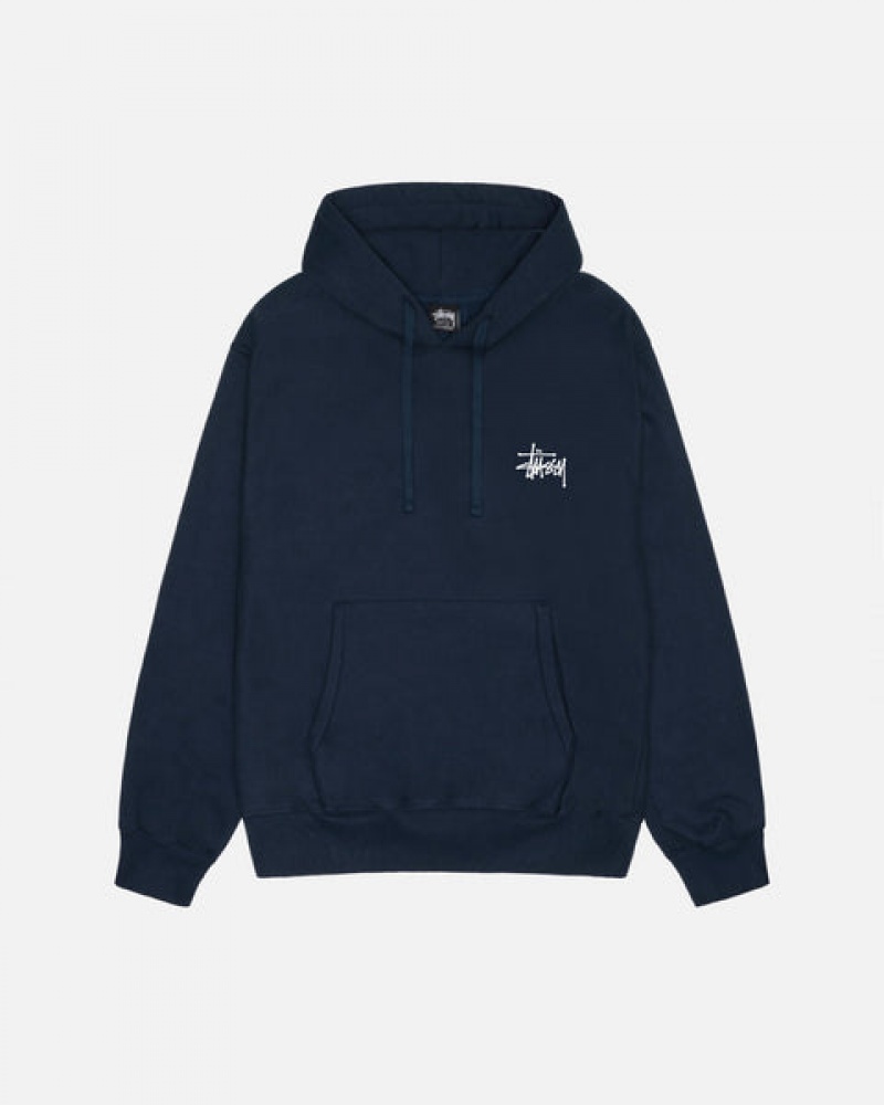 Stussy Basic Stussy Hoodie Heren Donkerblauw Nederland | SXM-1981