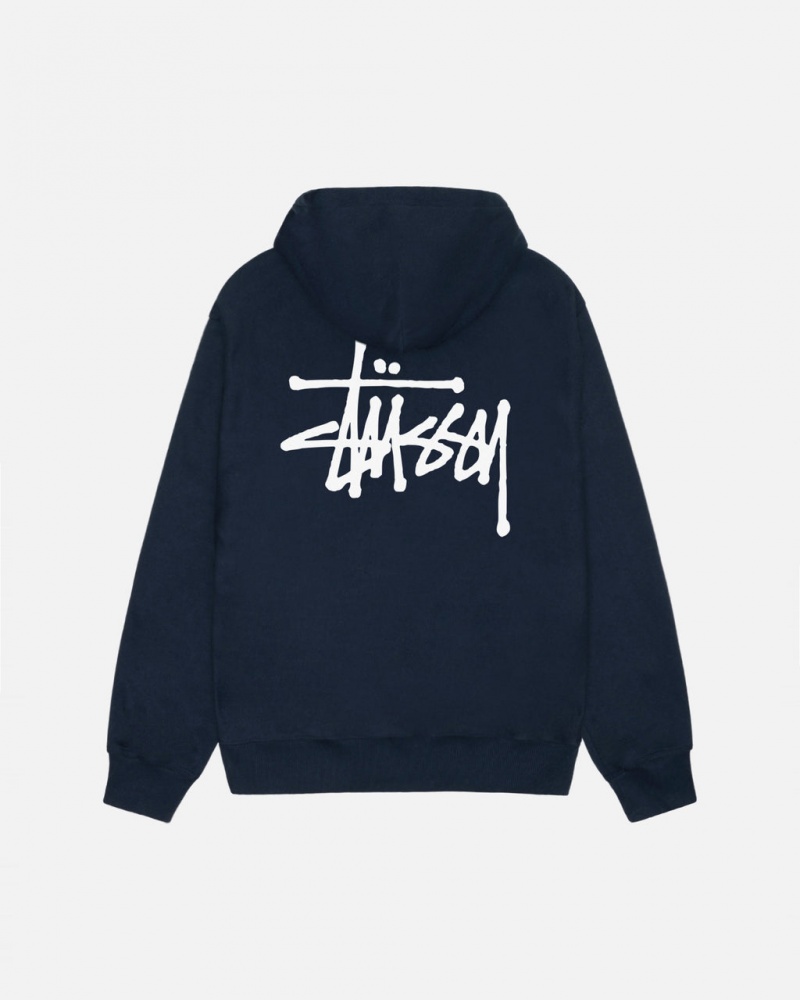 Stussy Basic Stussy Hoodie Heren Donkerblauw Nederland | SXM-1981