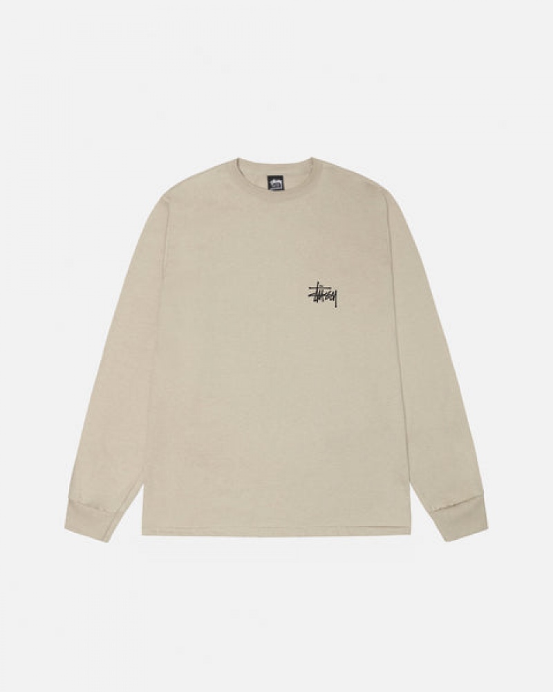 Stussy Basic Stussy Ls Tee T-shirts Heren Khaki Nederland | WKN-9884