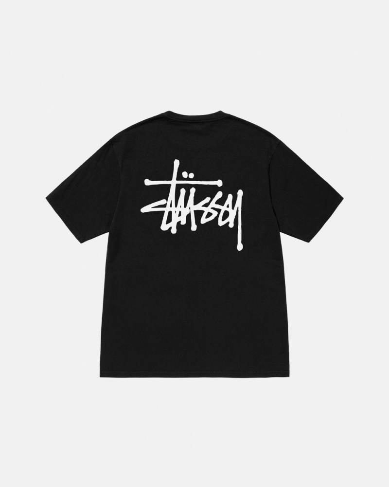 Stussy Basic Stussy Pigment Dyed Tee T-shirts Heren Zwart Nederland | ZYX-7508
