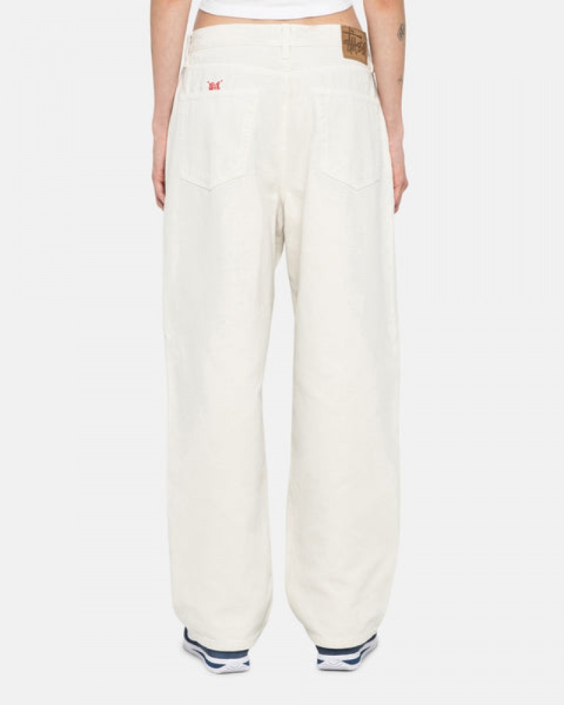 Stussy Big Ol' Jean Washed Canvas Denim Dames Beige Nederland | BAI-4204