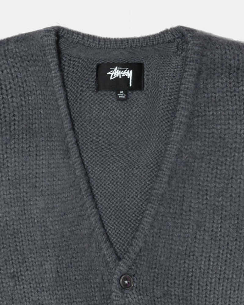 Stussy Brushed Cardigan Trui Heren Charcoal Nederland | ESL-7580