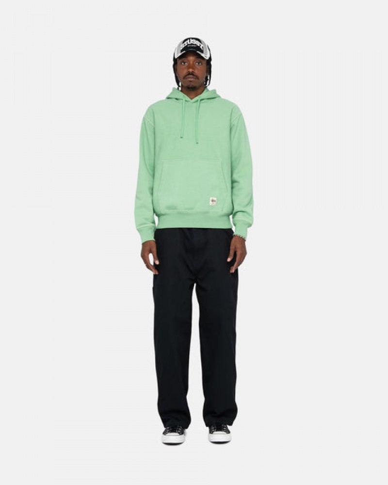 Stussy Contrast Stitch Label Hood Sweatshirts Heren Groen Nederland | RCM-3654