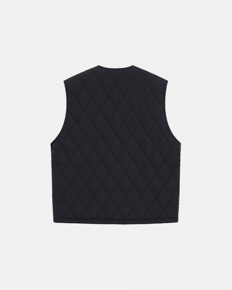 Stussy Diamond Gewatteerd Vest Heren Zwart Nederland | VWD-0516