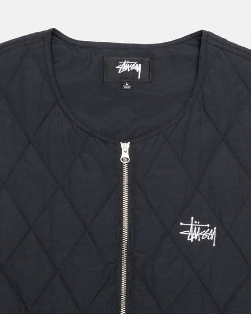 Stussy Diamond Gewatteerd Vest Heren Zwart Nederland | VWD-0516