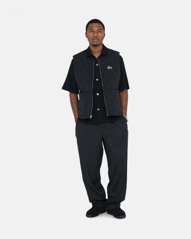 Stussy Diamond Gewatteerd Vest Heren Zwart Nederland | VWD-0516
