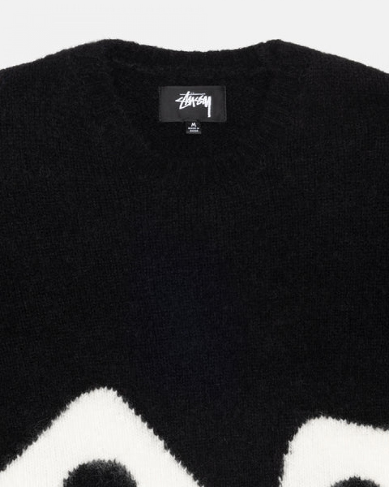 Stussy Dice Fuzzy Crew Trui Heren Zwart Nederland | NNT-5430