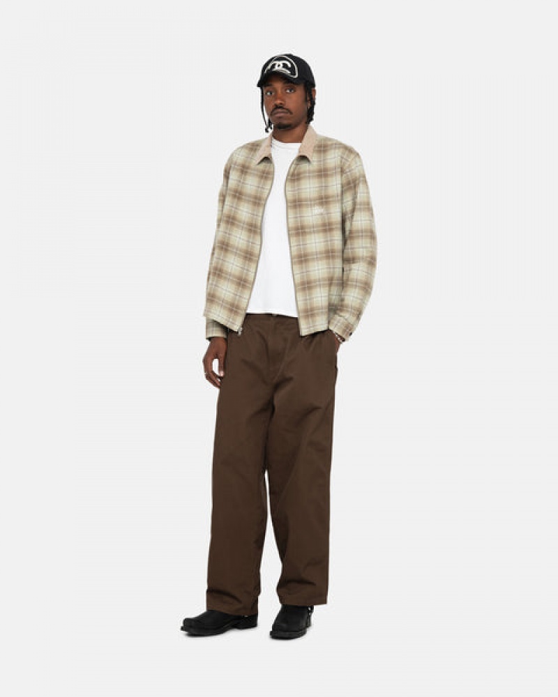 Stussy Frank Plaid Zip Shirt Overhemd Heren Bruin Nederland | ROG-2457