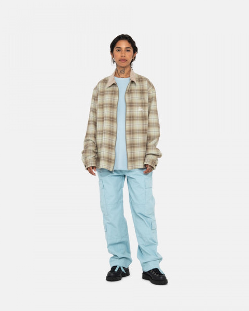 Stussy Frank Plaid Zip Shirt Overhemd Heren Bruin Nederland | ROG-2457