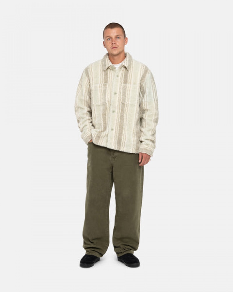 Stussy Gestreept Sherpa Shirt Overhemd Heren Beige Nederland | LLE-1798