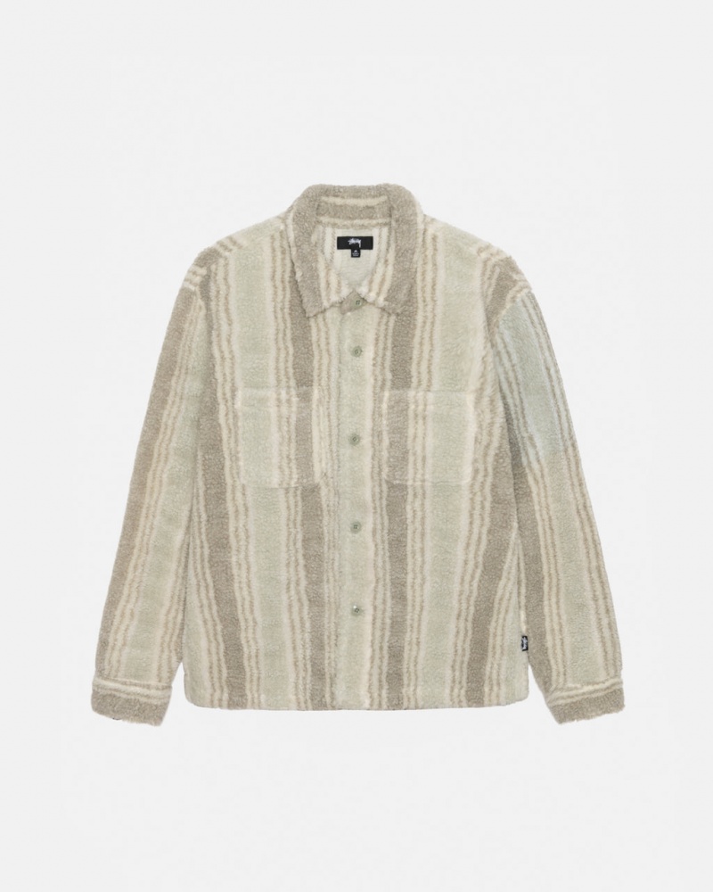 Stussy Gestreept Sherpa Shirt Overhemd Heren Beige Nederland | LLE-1798