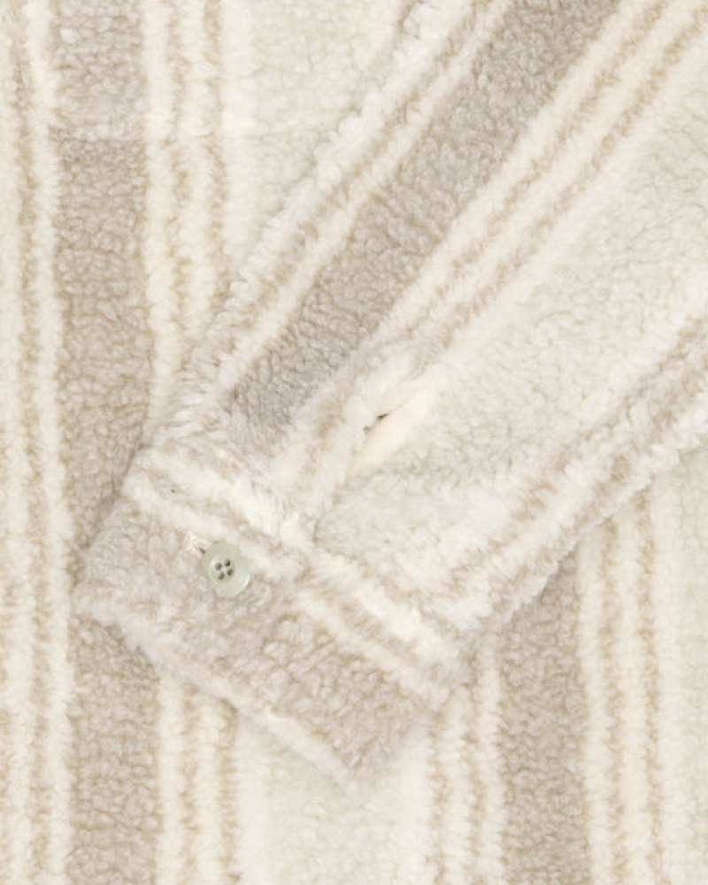 Stussy Gestreept Sherpa Shirt Overhemdjassen Dames Beige Nederland | FYI-5699