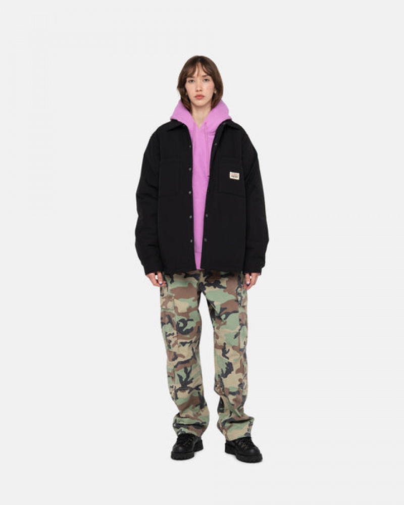 Stussy Gewatteerd Tech Over Shirt Overhemdjassen Dames Zwart Nederland | JKO-4375