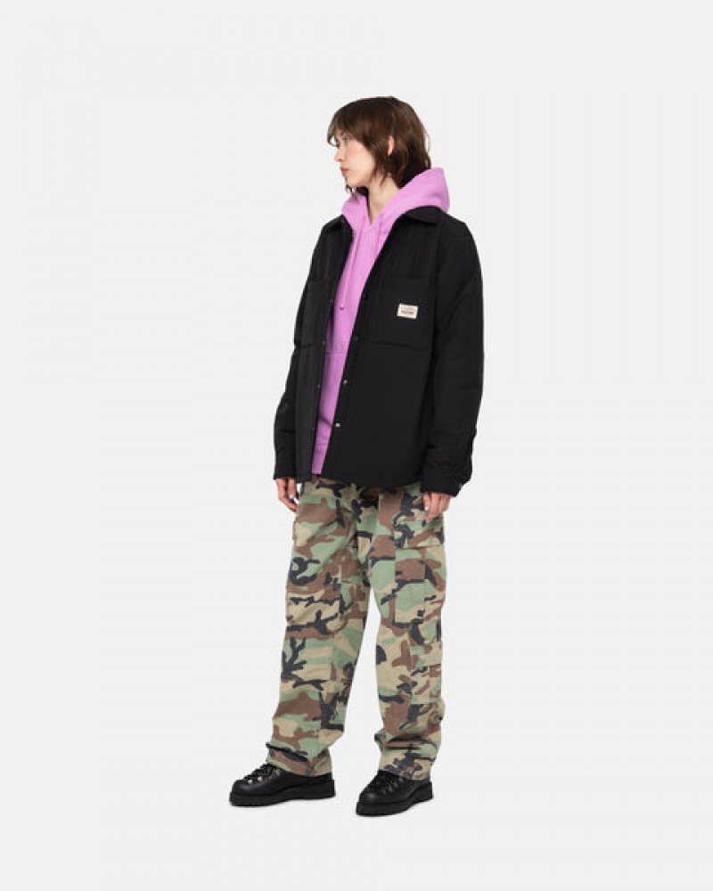Stussy Gewatteerd Tech Over Shirt Overhemdjassen Dames Zwart Nederland | JKO-4375