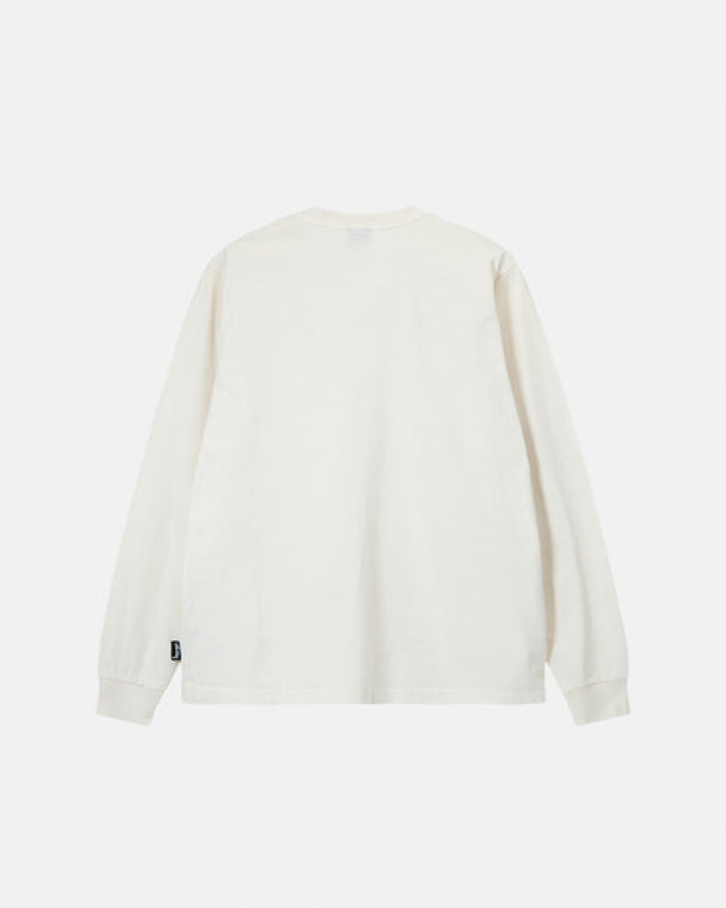 Stussy Heavyweight Pigment Dyed Ls Crew T-shirts Heren Beige Nederland | CAD-0009