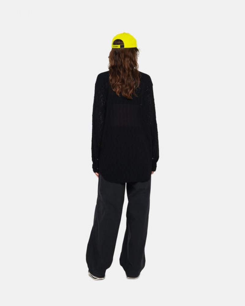Stussy Kanten Ls Shirt Overhemd Dames Zwart Nederland | OYH-3954