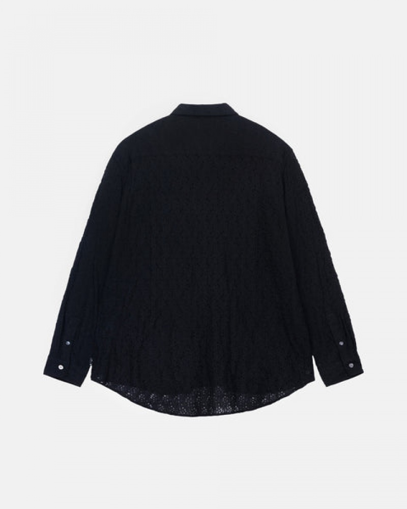Stussy Kanten Ls Shirt Overhemd Dames Zwart Nederland | OYH-3954