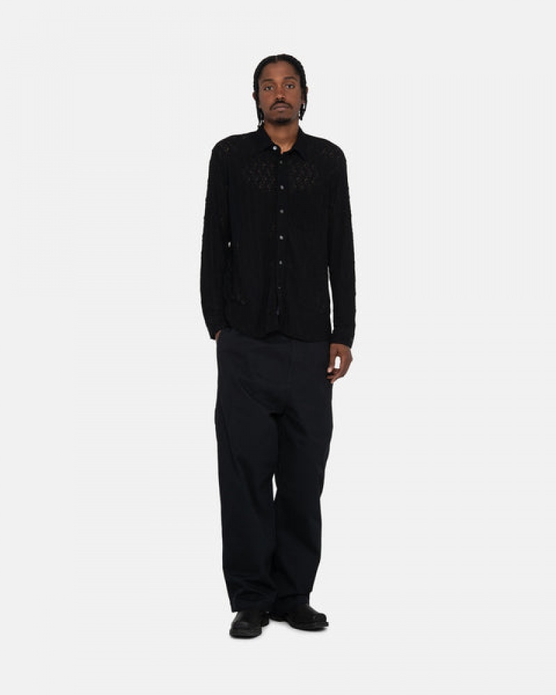 Stussy Kanten Ls Shirt Overhemd Dames Zwart Nederland | OYH-3954