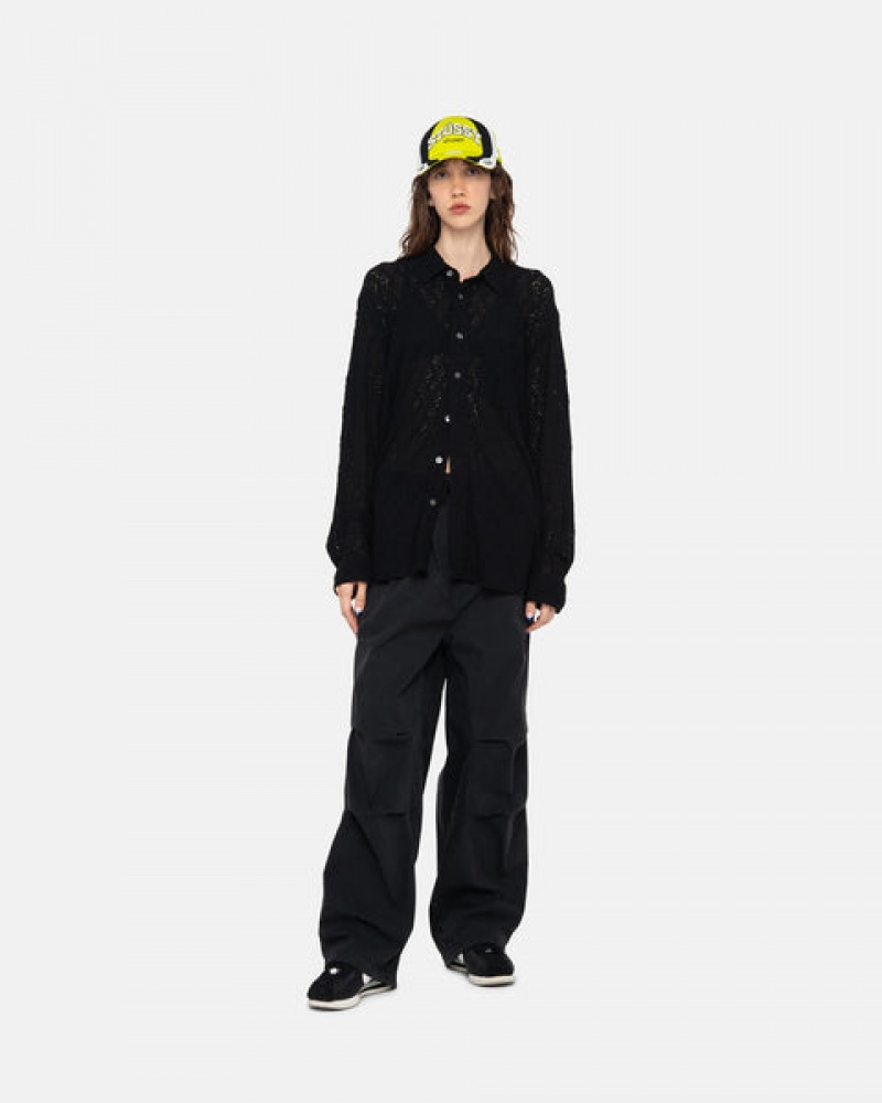 Stussy Kanten Ls Shirt Overhemd Dames Zwart Nederland | OYH-3954