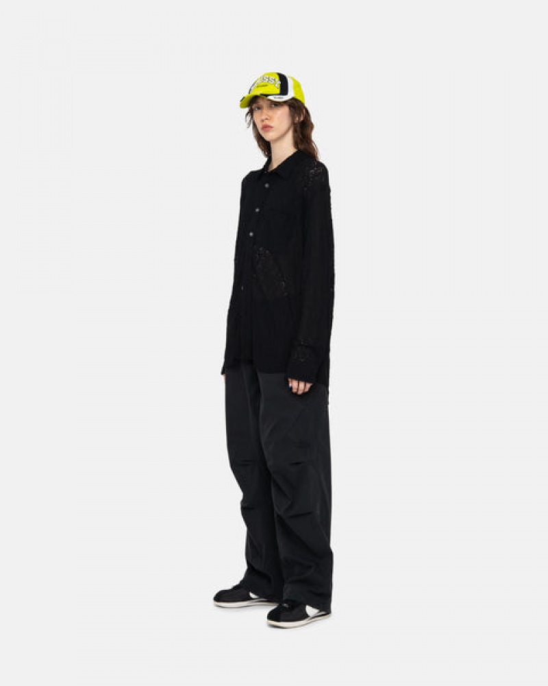 Stussy Kanten Ls Shirt Overhemd Dames Zwart Nederland | OYH-3954