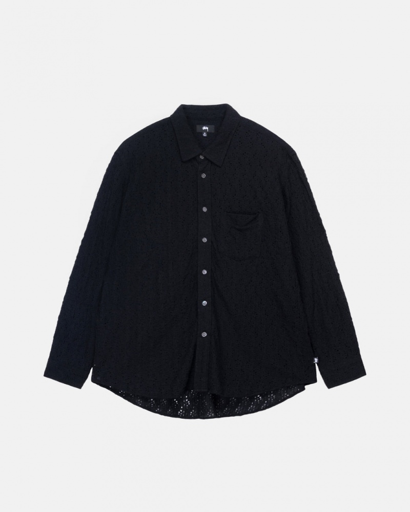 Stussy Kanten Ls Shirt Overhemd Dames Zwart Nederland | OYH-3954