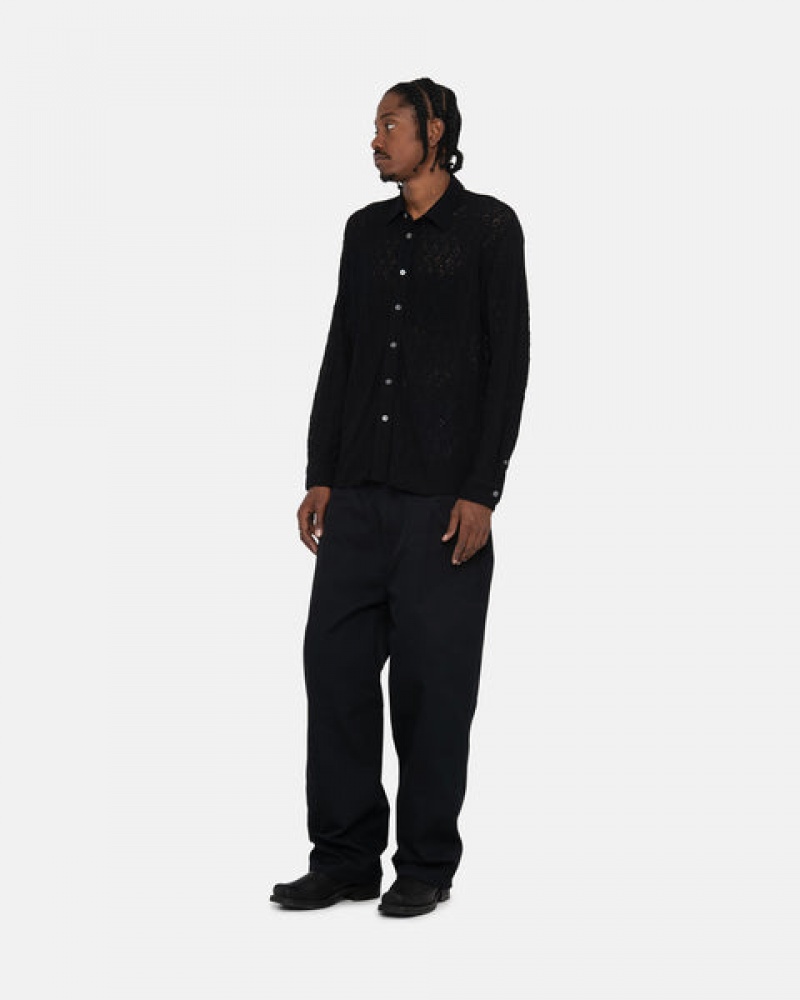 Stussy Kanten Ls Shirt Overhemd Heren Zwart Nederland | REW-2476