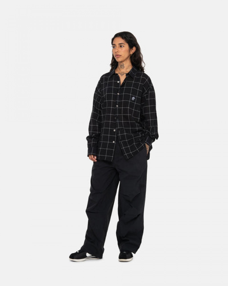 Stussy Light Weight Klassieke Shirt Overhemd Dames Zwart Nederland | NPH-8440