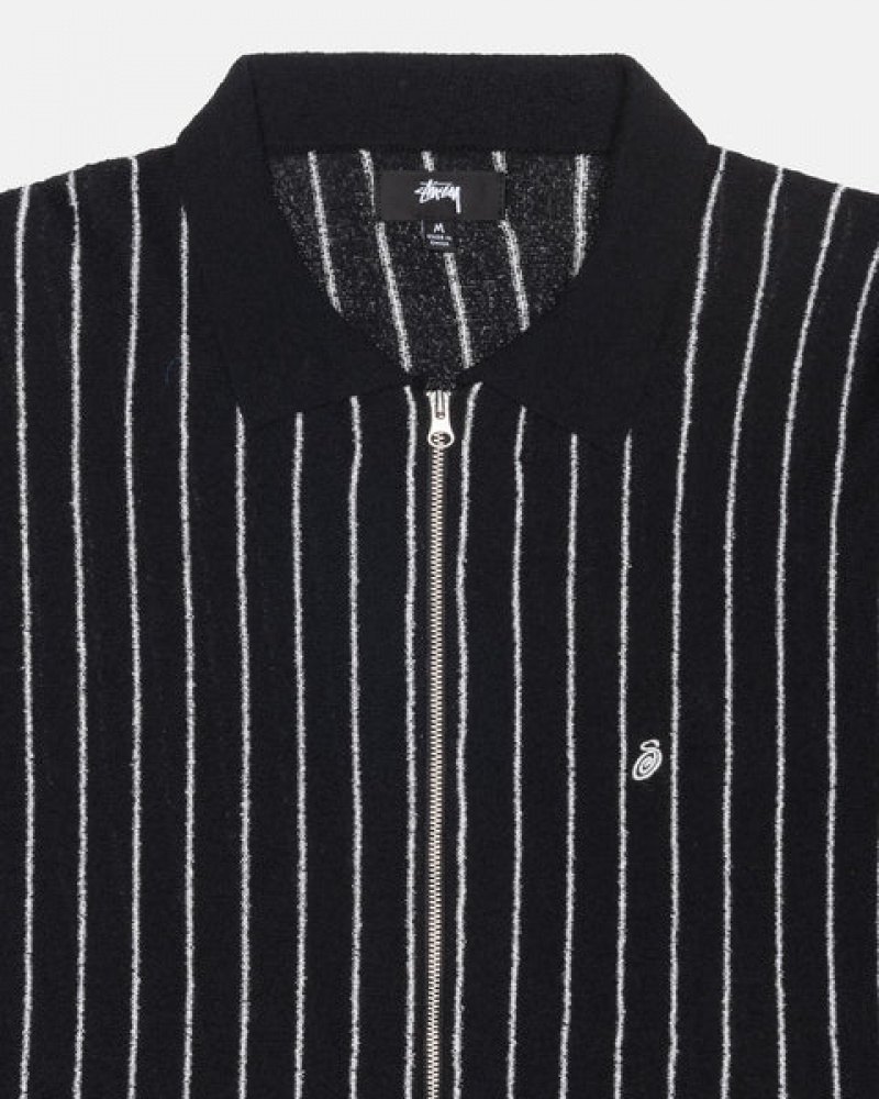 Stussy Light Weight Ls Zip Polo Overhemd Heren Zwart Nederland | HEB-5901