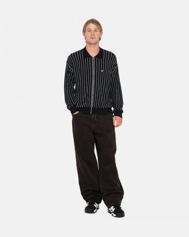 Stussy Light Weight Ls Zip Polo Overhemd Heren Zwart Nederland | HEB-5901
