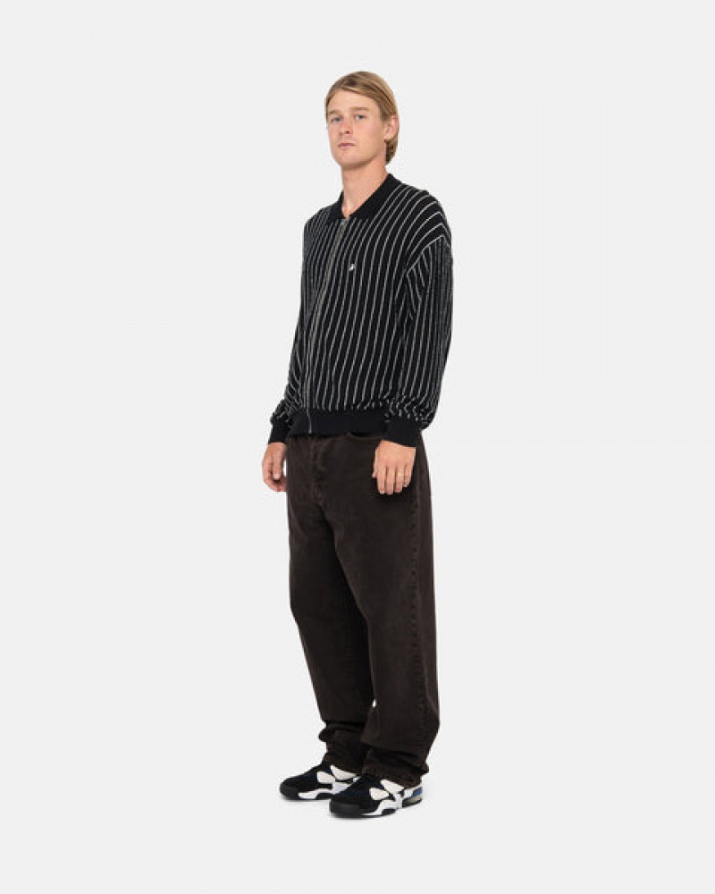 Stussy Light Weight Ls Zip Polo Overhemd Heren Zwart Nederland | HEB-5901