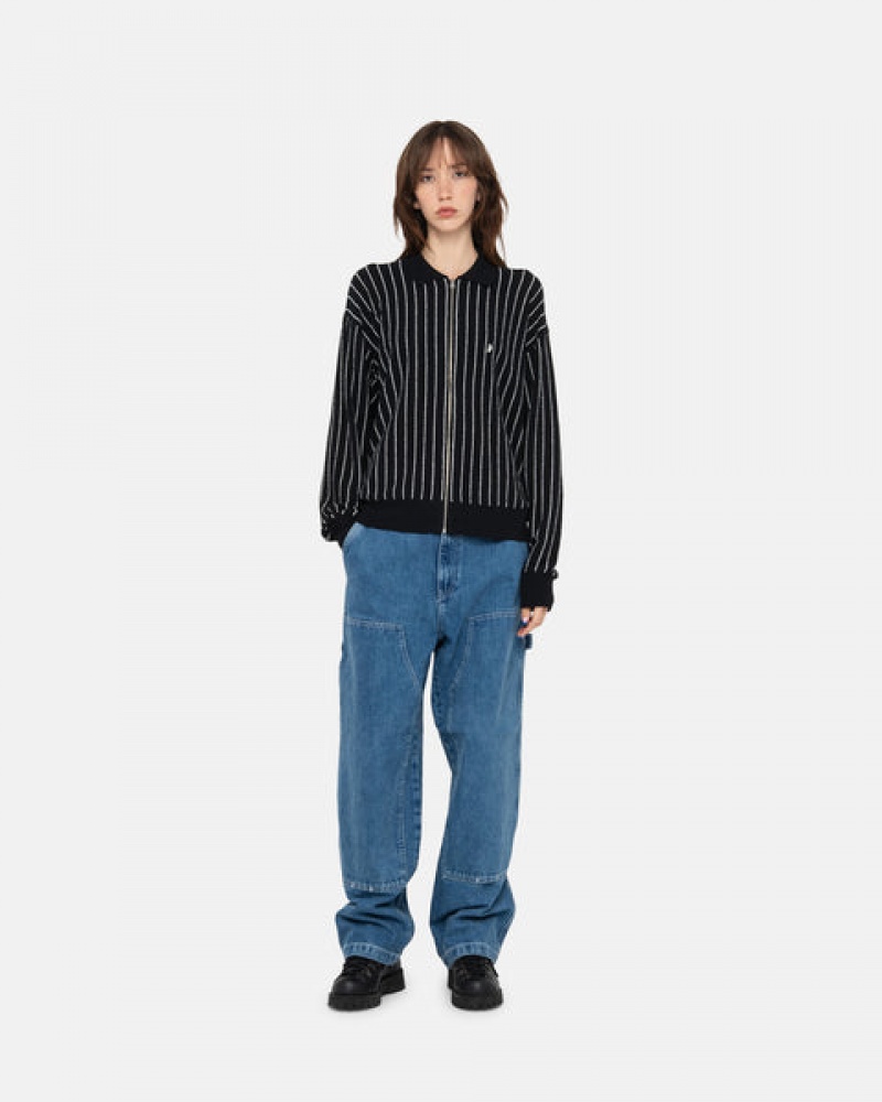 Stussy Light Weight Ls Zip Polo Overhemd Heren Zwart Nederland | HEB-5901