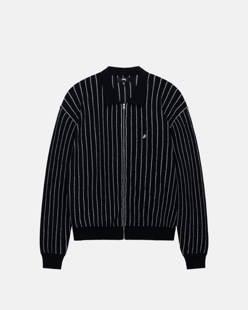 Stussy Light Weight Ls Zip Polo Overhemd Heren Zwart Nederland | HEB-5901