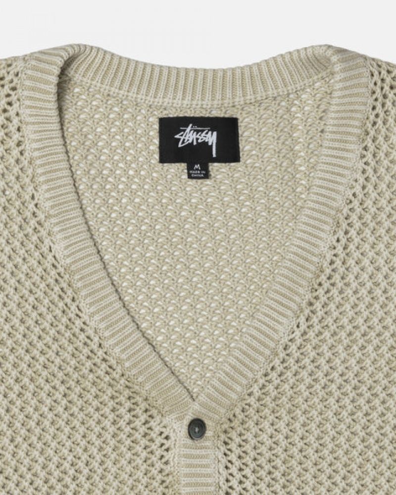 Stussy Loose Gauge Cardigan Trui Dames Beige Nederland | PPM-9398