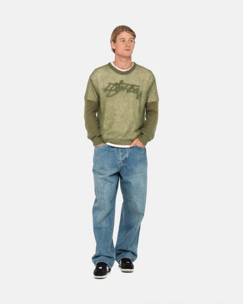 Stussy Loose Knit Trui Trui Dames Olijfgroen Nederland | JUC-5394