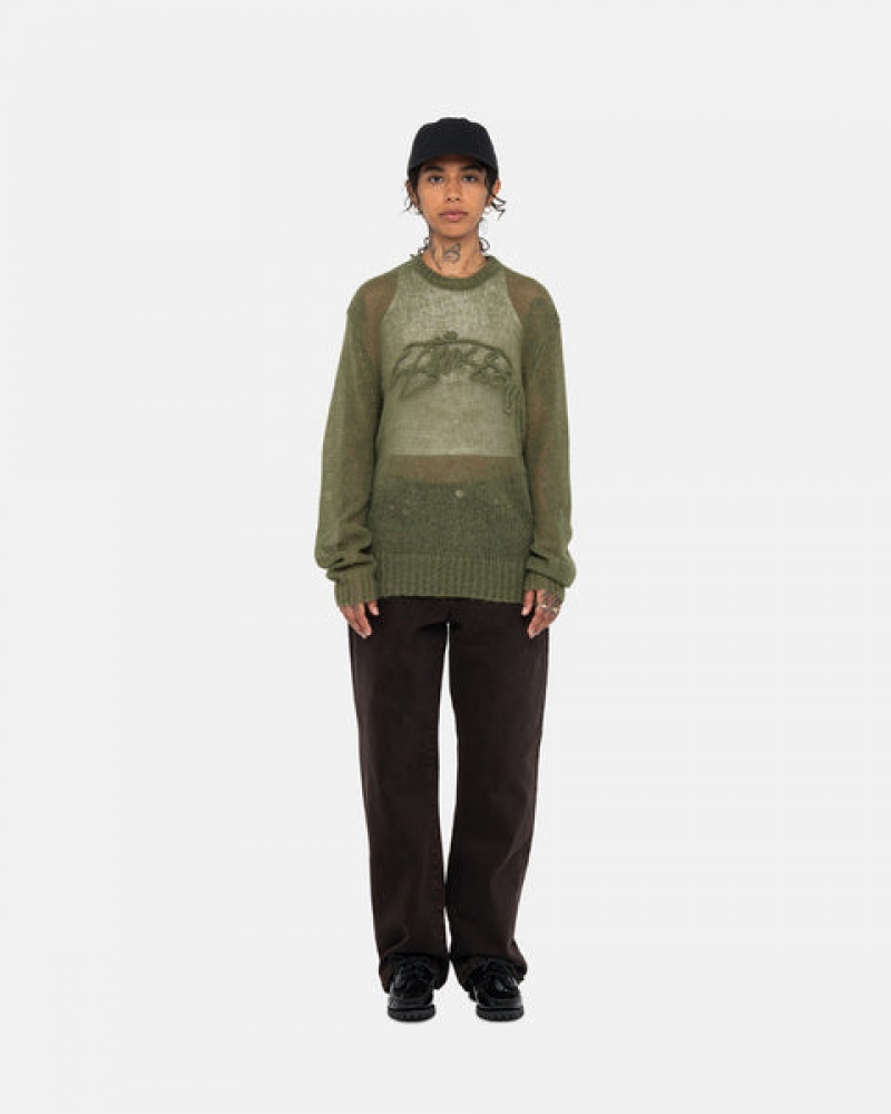 Stussy Loose Knit Trui Trui Dames Olijfgroen Nederland | JUC-5394