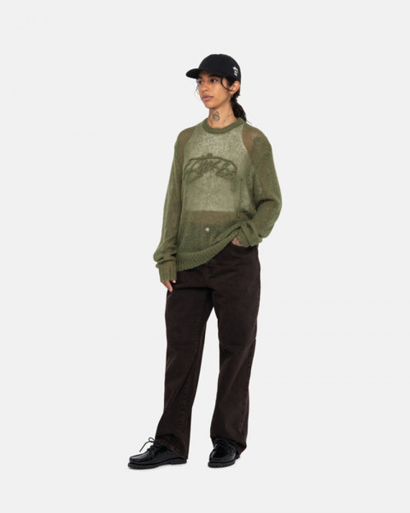 Stussy Loose Knit Trui Trui Dames Olijfgroen Nederland | JUC-5394