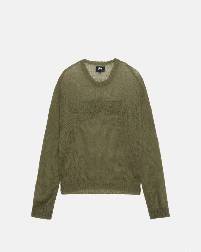 Stussy Loose Knit Trui Trui Dames Olijfgroen Nederland | JUC-5394