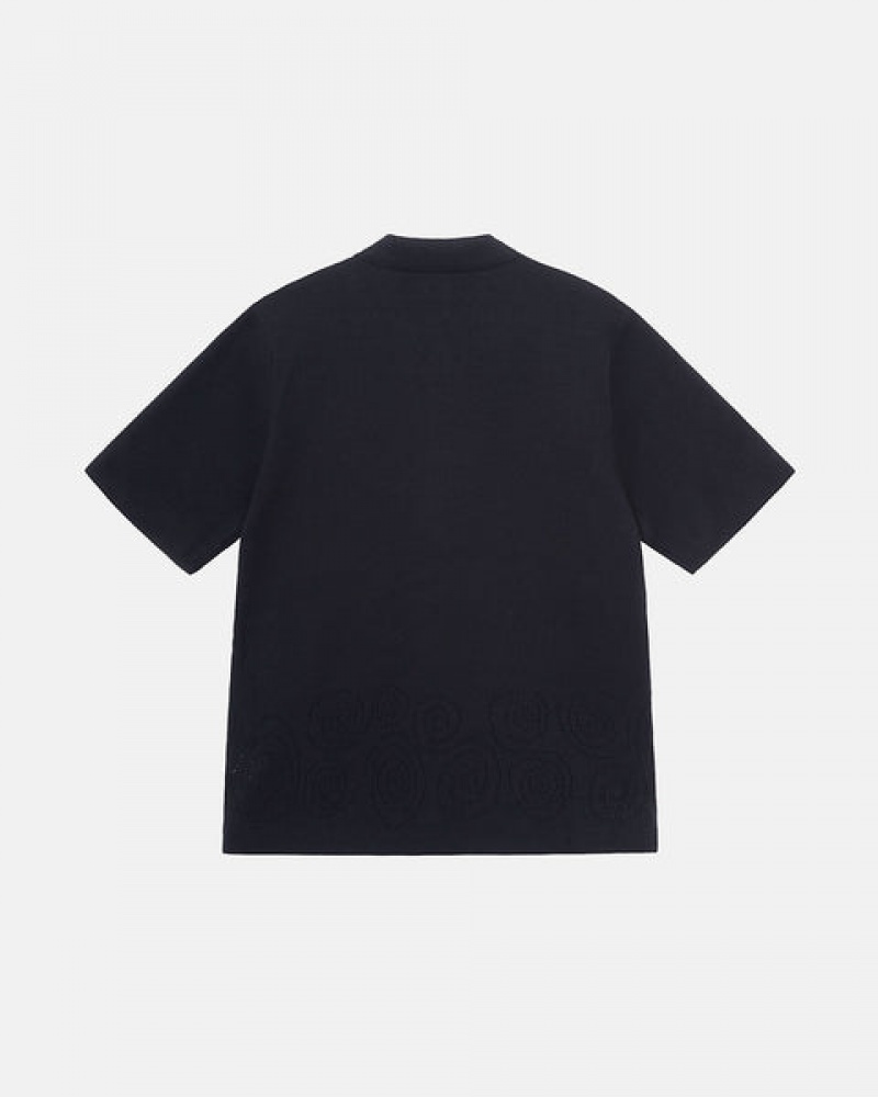 Stussy Perforated Swirl Knit Shirt Overhemd Heren Zwart Nederland | NJD-5728