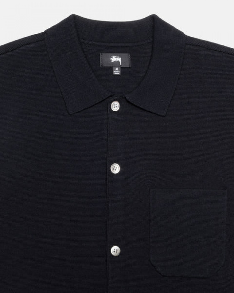 Stussy Perforated Swirl Knit Shirt Overhemd Heren Zwart Nederland | NJD-5728