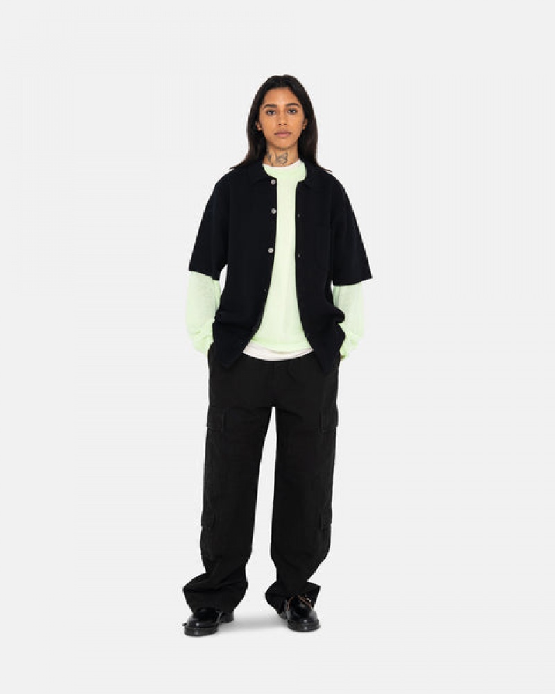 Stussy Perforated Swirl Knit Shirt Overhemd Dames Zwart Nederland | KFH-0164