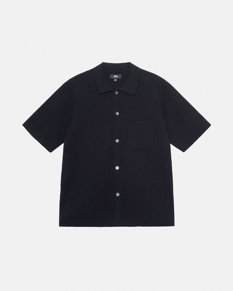 Stussy Perforated Swirl Knit Shirt Overhemd Dames Zwart Nederland | KFH-0164