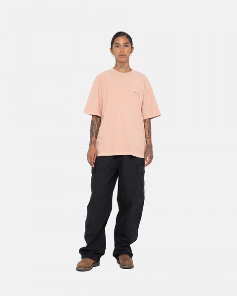 Stussy Pig. Dyed Inside Out Crew T-shirts Dames Lichtroze Nederland | LKK-3148